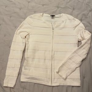 ANN Taylor sz M off-white zip-up sweater EUC